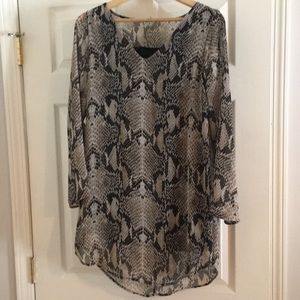 Snake Skin Print Long Sleeve Dress